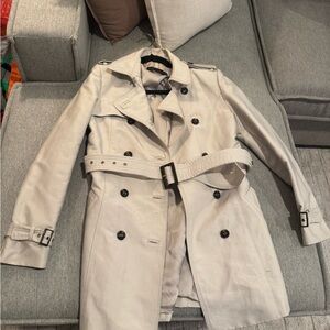 Zara Double-Breasted Cream Trench Coat